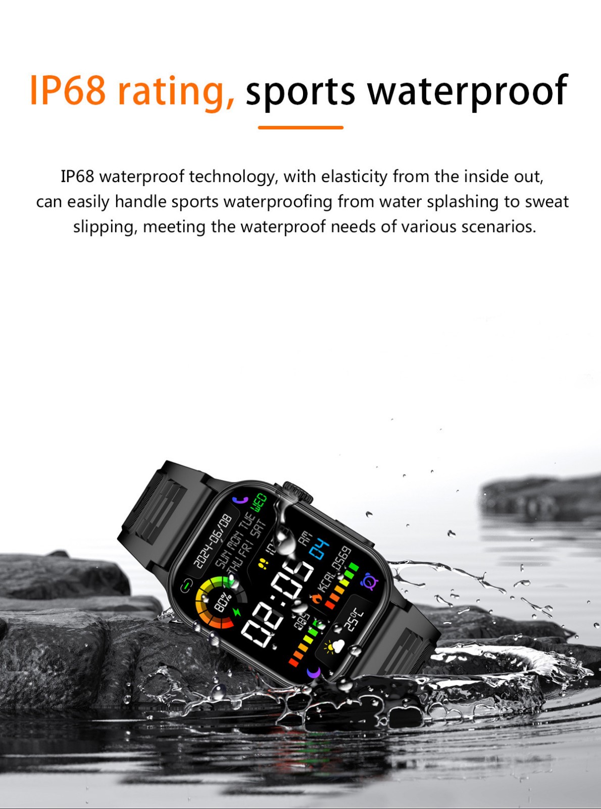 Men Smart Watch 2.01» Rectangle Sport Watch Health Monitor Call Reminder Watch