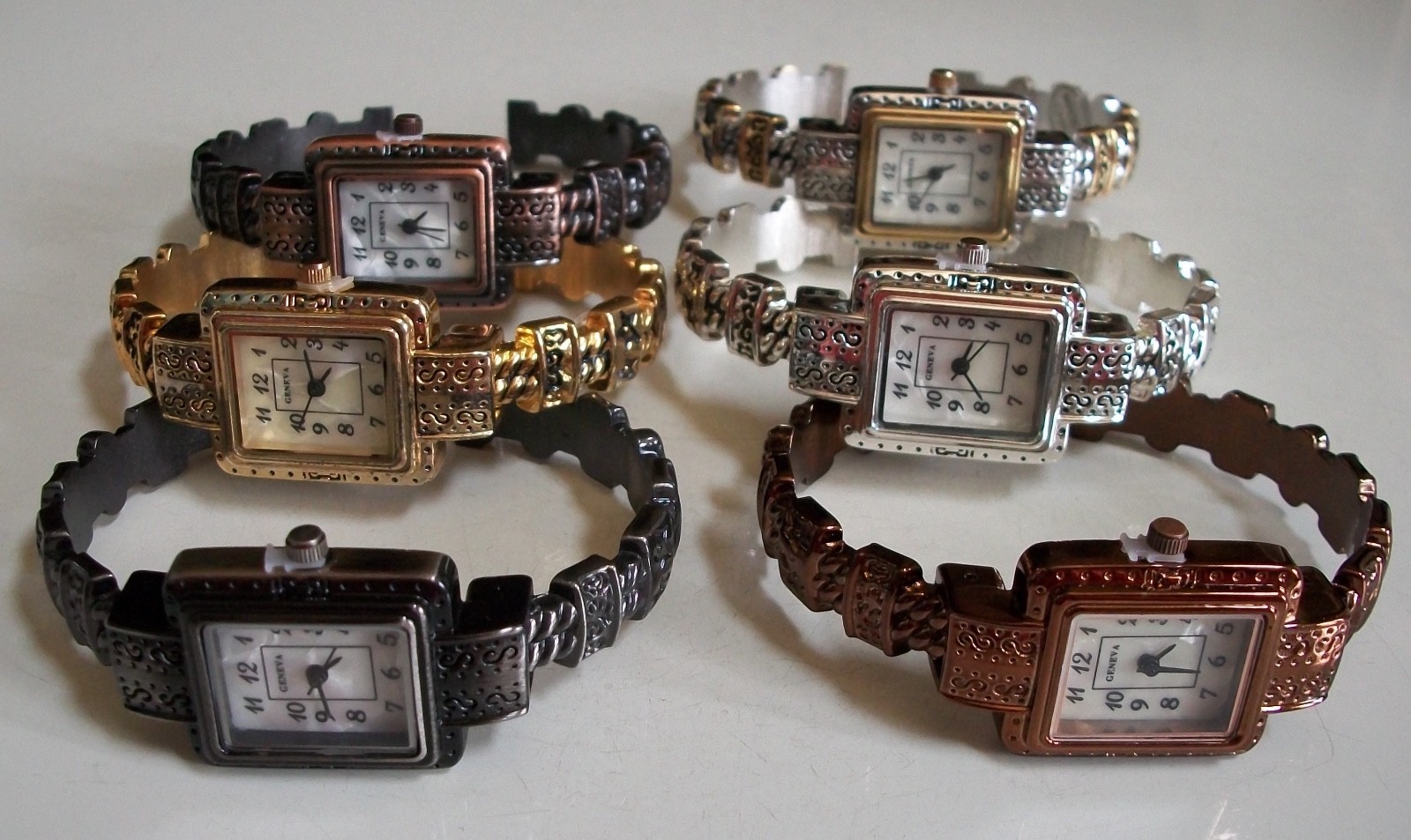 Women’s number dial silver, gold, rose gold finish bangle fashion casual watch