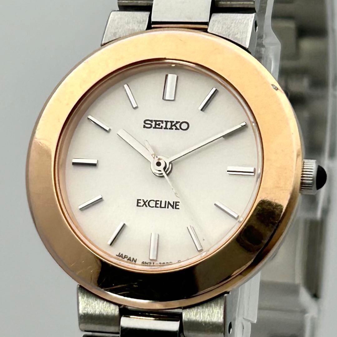 SEIKO Exceline 4N21-1200 Womens Quartz Two Tone Dress Watch Japan Vintage
