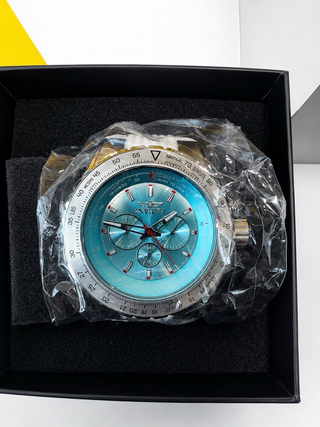 Invicta Aviator Skyshock Men’s 50mm Light Blue Dial White Silicone Watch NWT