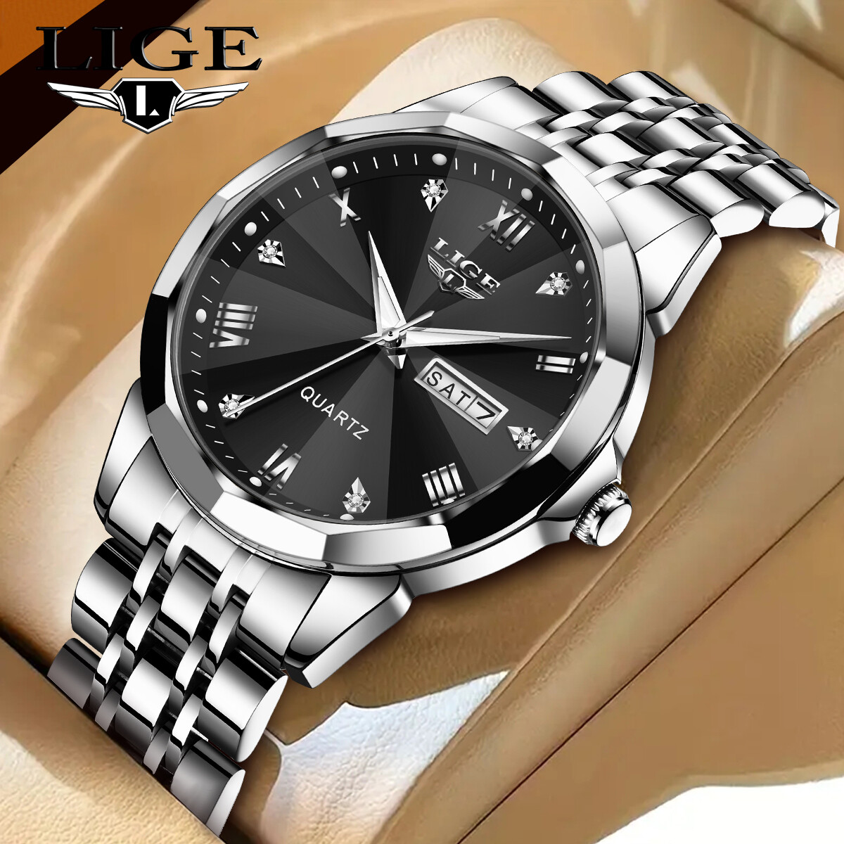 Men’s Classic Watch Quartz Analog Luminous Stainless Steel Man Daily Wristwatch