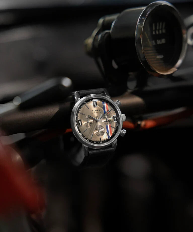 New Timex Marlin Chronograph Tachymeter Racing Leather Strap Watch TW2W98900