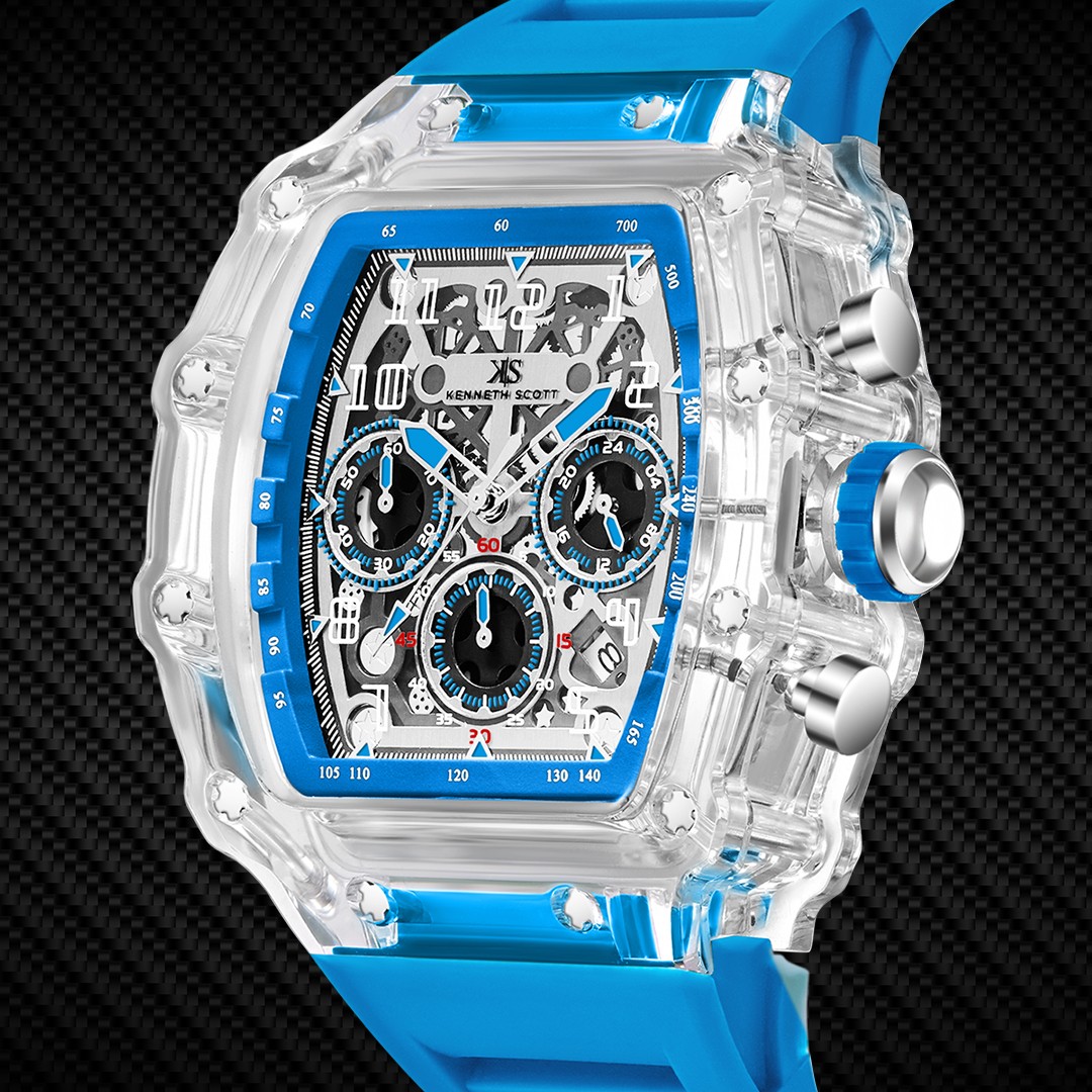 Kenneth Scott Men’s Multi Function Watch | Clear Dial, 44.3mm, 50 m (5 ATM)