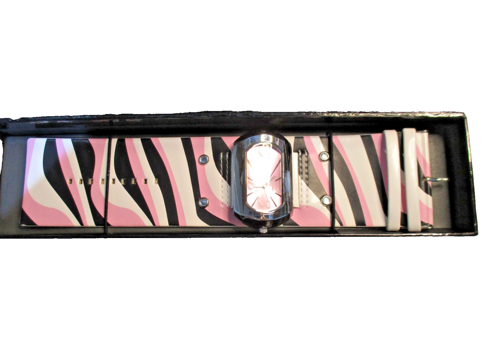 Mary Kay Watch ~ The Power Of Pink ~ Wide Band White & Pink Zebra Color Design