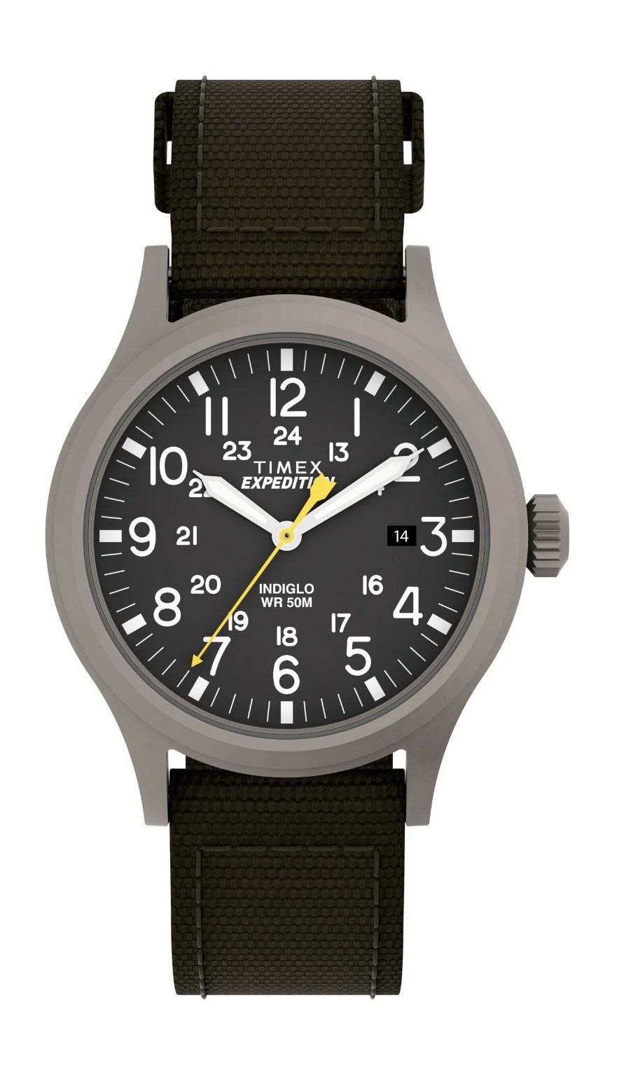 Timex T49961, Men’s Expedition Scout Green Fabric Watch, Date, Indiglo, NEW