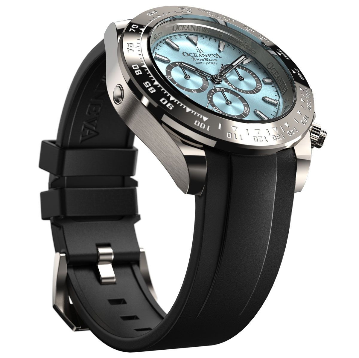 Oceaneva WaveRacer 1000M Black Mint – Grade 5 Titanium Automatic Chronograph