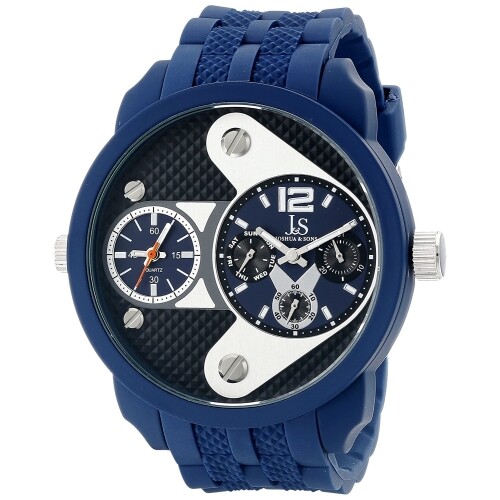 Joshua & Sons JS-52-BU Swiss Quartz Dual-Time Multifunction Mens Watch