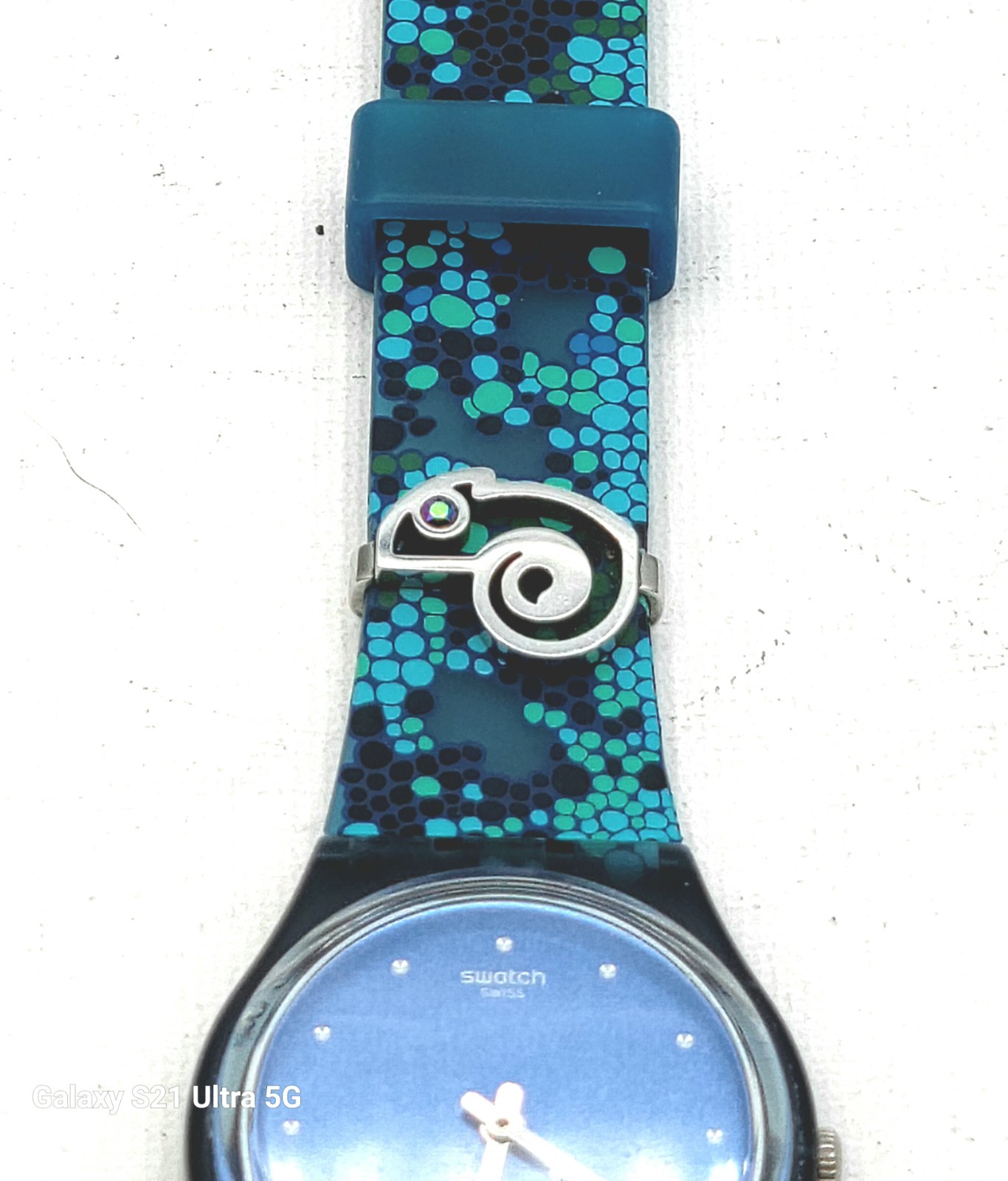 Swatch GZ320 Chamecrazy Blue Green Bubbles 925 Silver Chameleon Bracelet In Box