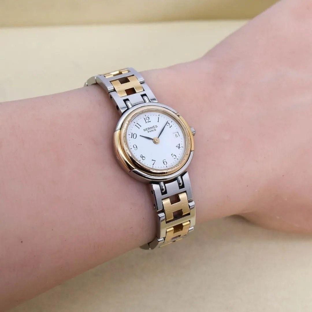 Working Hermes Windsor wristwatch antique H belt 3307