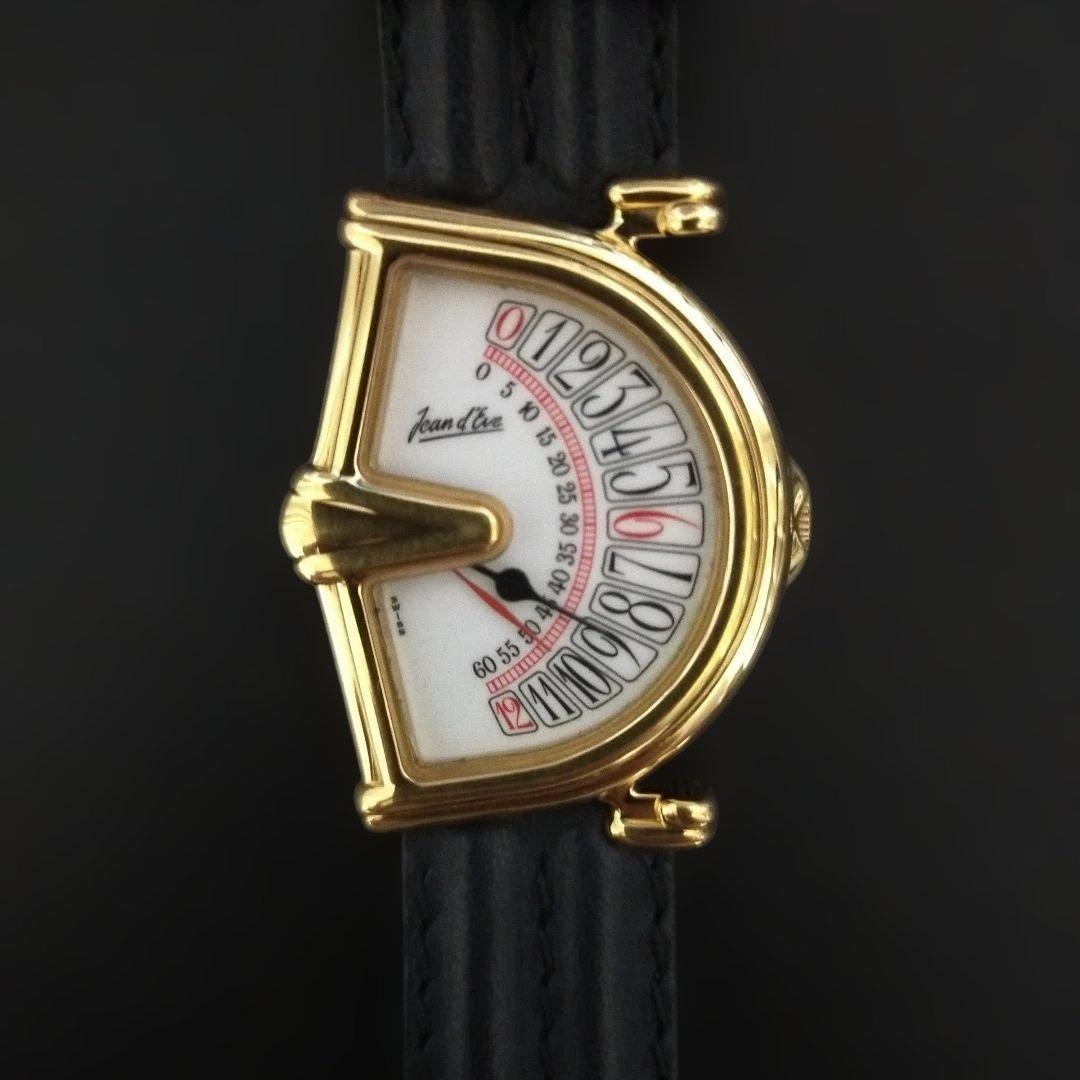 Jean D’Eve Sectora Gold Quartz Watch 28mm Working Vintage Rare from Japan