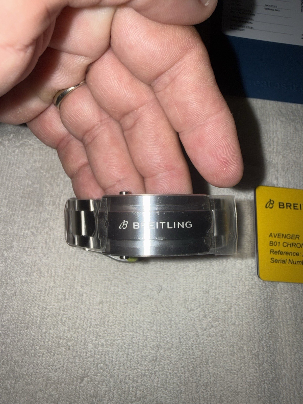Breitling Avenger B01 Chronograph 44 Blue Dial Auto SS Bracelet Box Papers