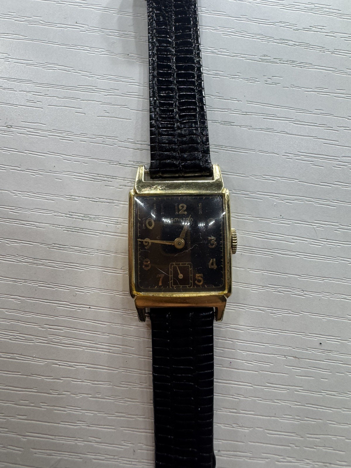 Exquisite Vintage 1950 Mans HAMILTON DEWITT Stunning Black Dial