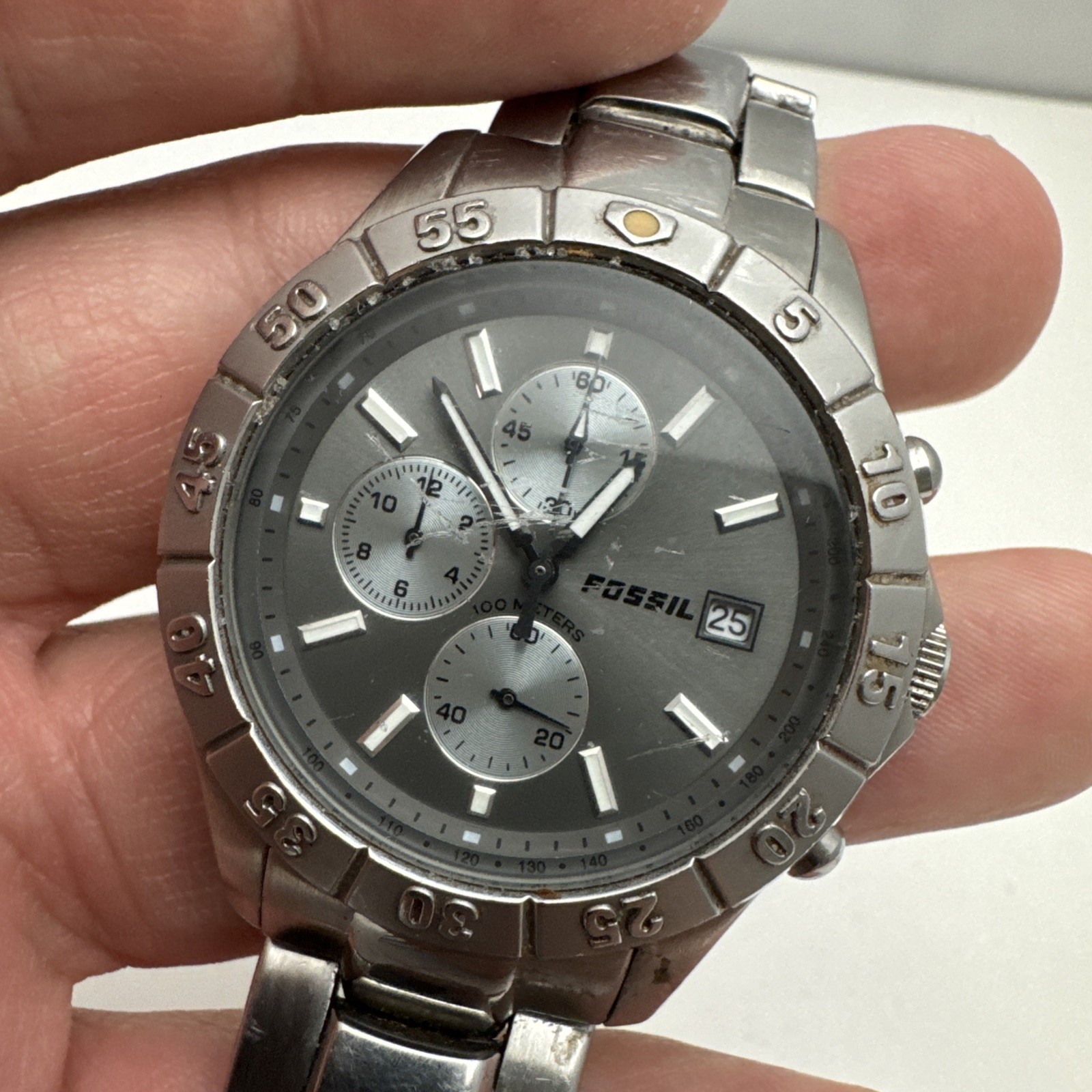 Fossil Blue CH-2331 Men’s 42mm Gray Dial Chronograph Needs Battery