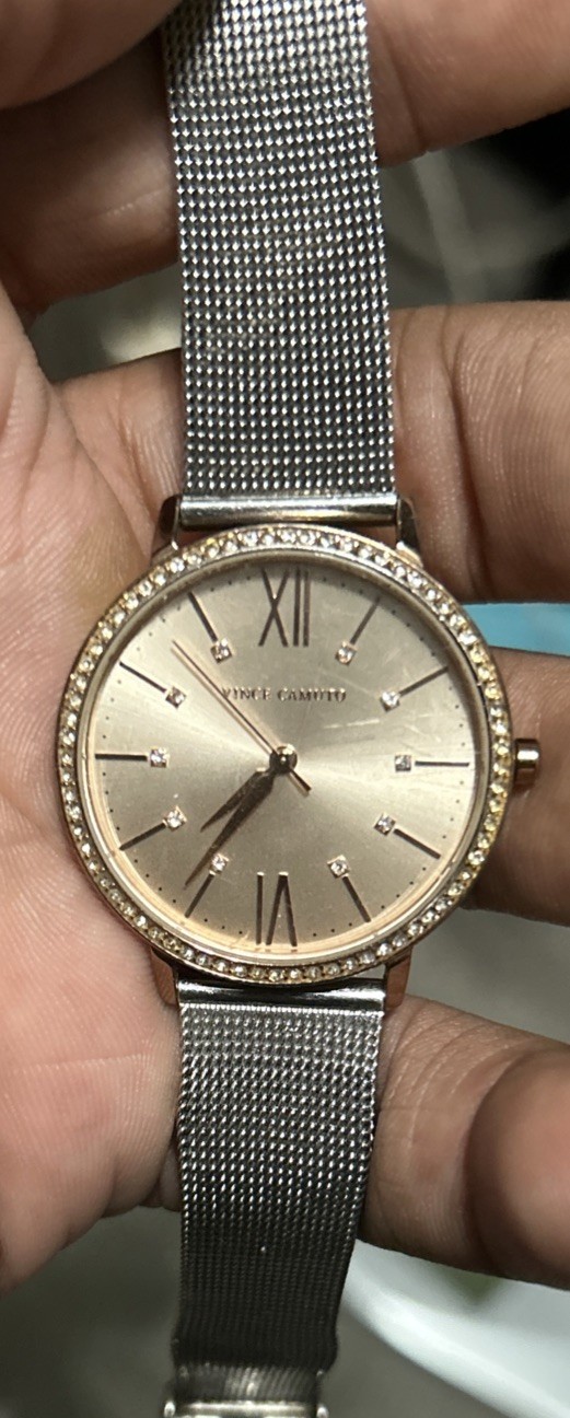 Vince Camuto Women’s Rose Gold Watch Mesh Bracelet Crystal Bezel 26mm