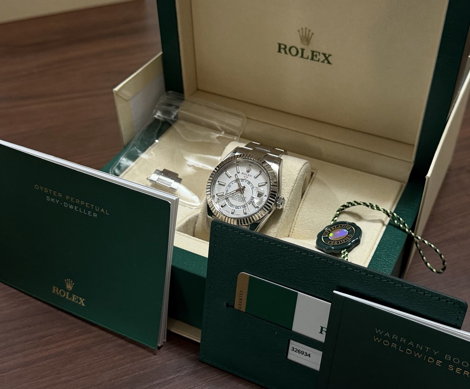 Rolex Sky-Dweller 326934 White Dial On Oystersteel – Bezel 18K White Gold Bezel