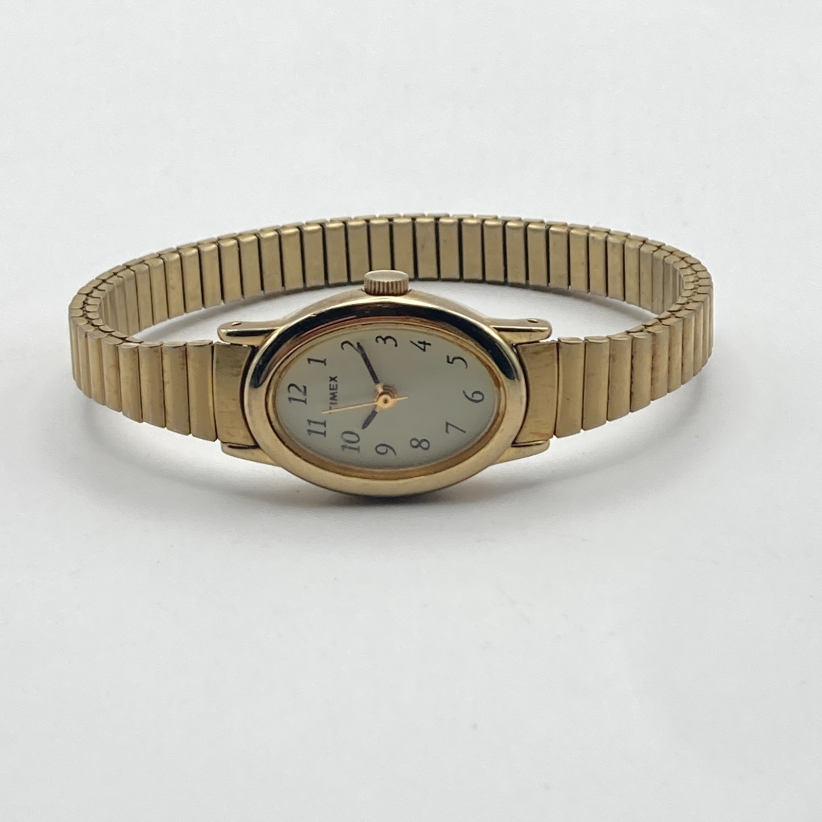 Timex Cavatina Women’s Watch Gold Tone 18mm Stretch Band New Battery SMALL 6″