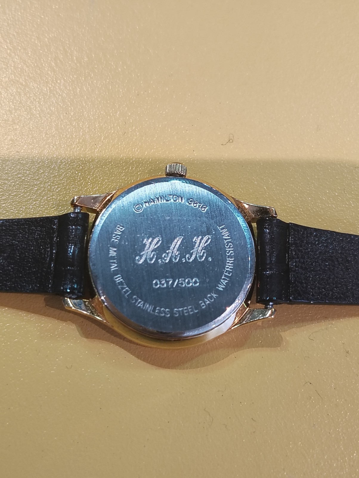 Hamilton Boumi Quartz 26mm Gold Plated Case Silver Dial Black Leather Date