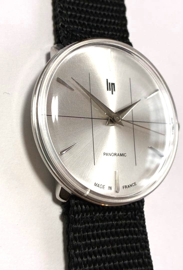 LIP Panoramic Vintage Mens Wristwatch Silver Dial NATO Strap Made in France Japa