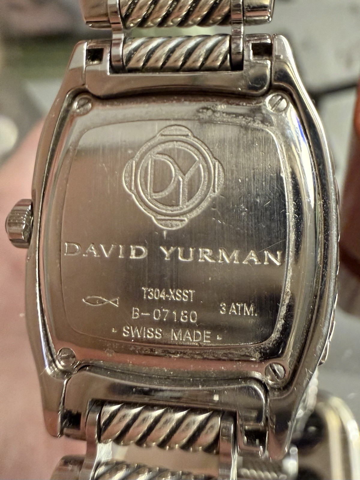 David Yurman Thoroughbred Diamond Stainless Steel Watch Mother of Pearl Sapphire