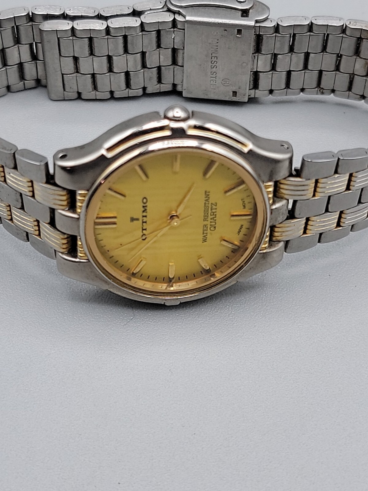 Vintage 18kgp Ottimo Unisex Quartz Watch Rare Yellow Dial 7″ 30mm