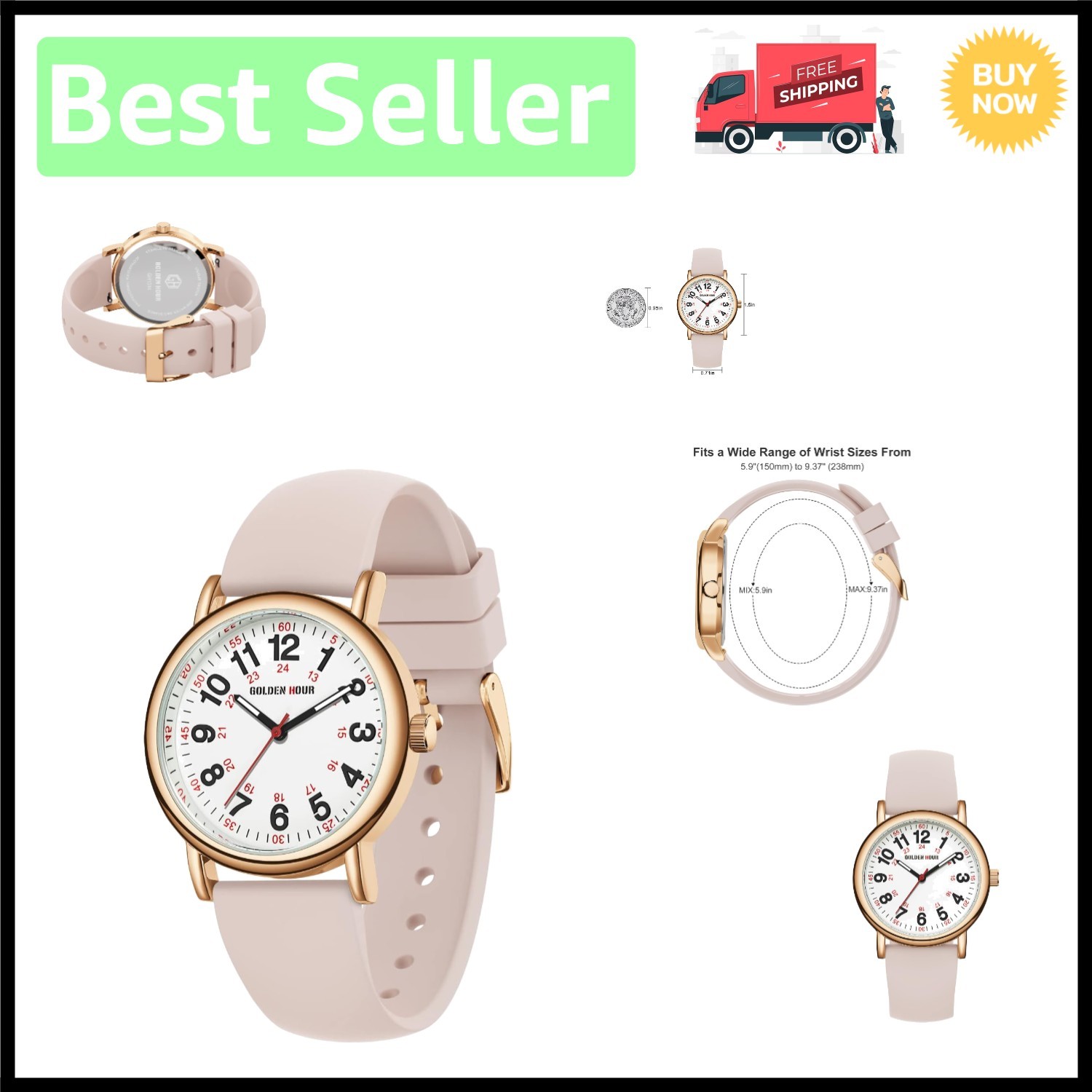 Comfortable and Durable Waterproof Watch for Nurses – Multiple Colors Available