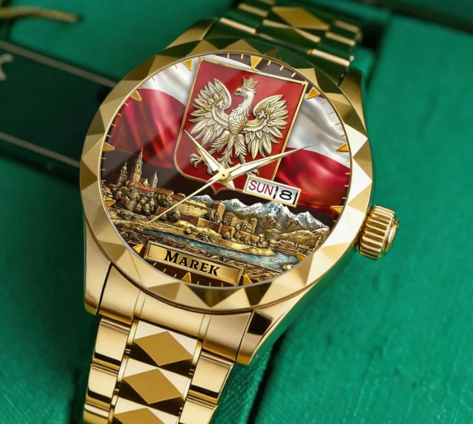 Personalized Poland Flag Emblem Polish Pride Wrist Alloy Luxury Quartz Watch