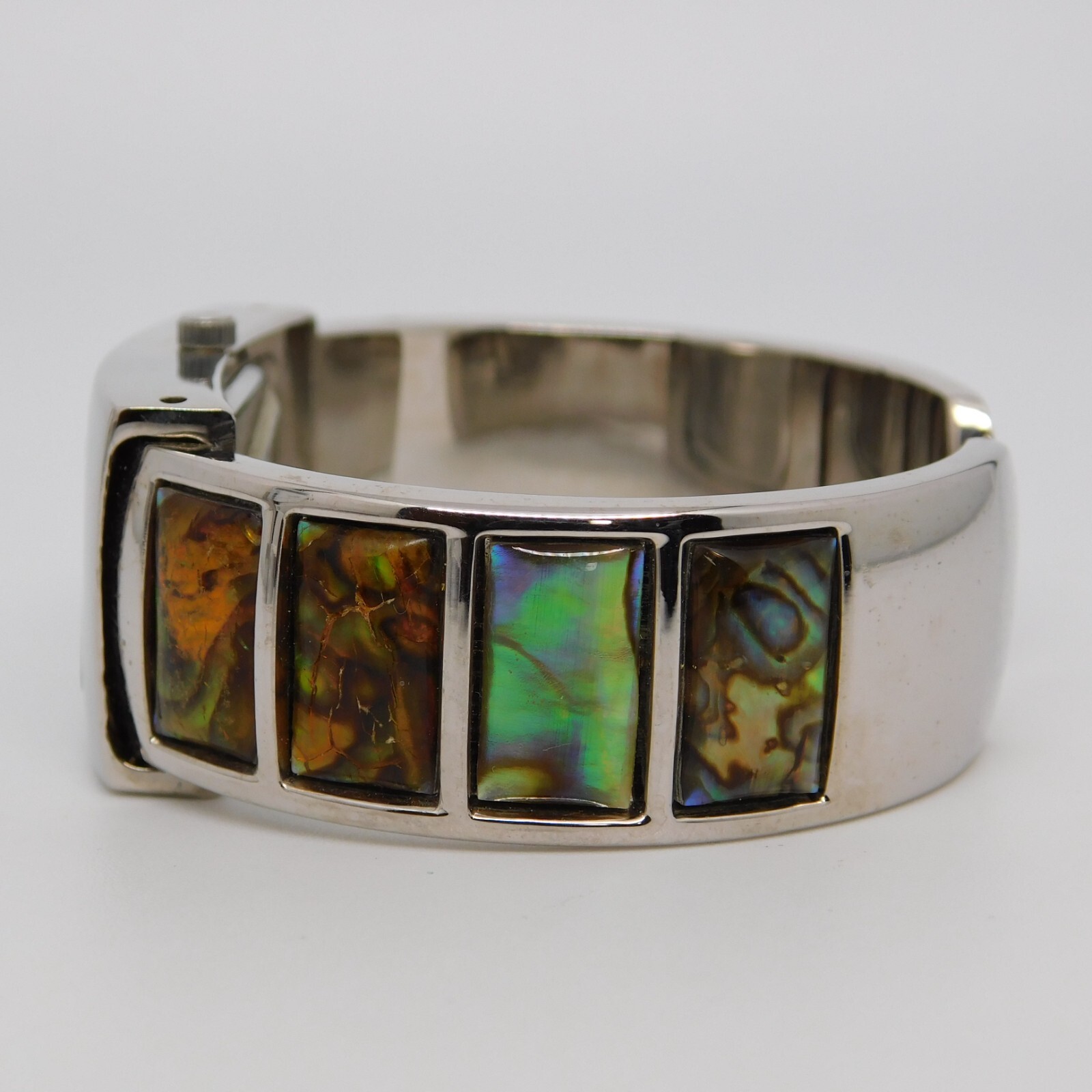 Cuff Bracelet Mother-of-Pearl Inlay Quartz Women’s Watch Sz. 6″ New Battery