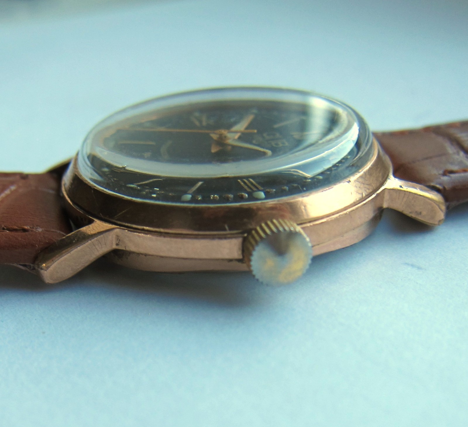 Vintage GUB Glashütte Watch Cal. 60.1 Central Seconds Gold Plated case d=33.4mm