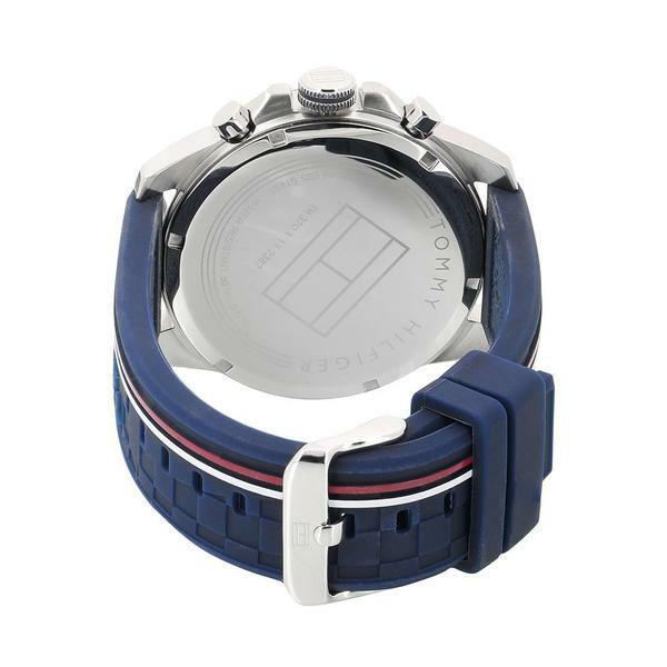 NEW TOMMY HILFIGER «DECKER» TH1791476 BLUE/SILVER/RED CHRONOGRAPH MENS WATCH