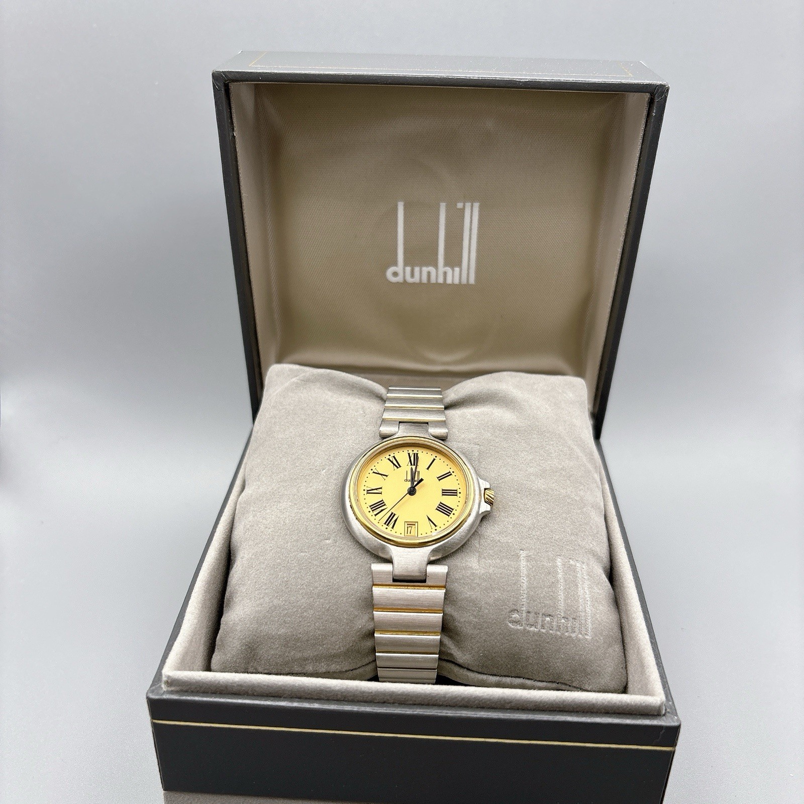 Dunhill Millennium 6 58300 MQ Quartz Roman Date Gold Men’s Watch New Battery Box