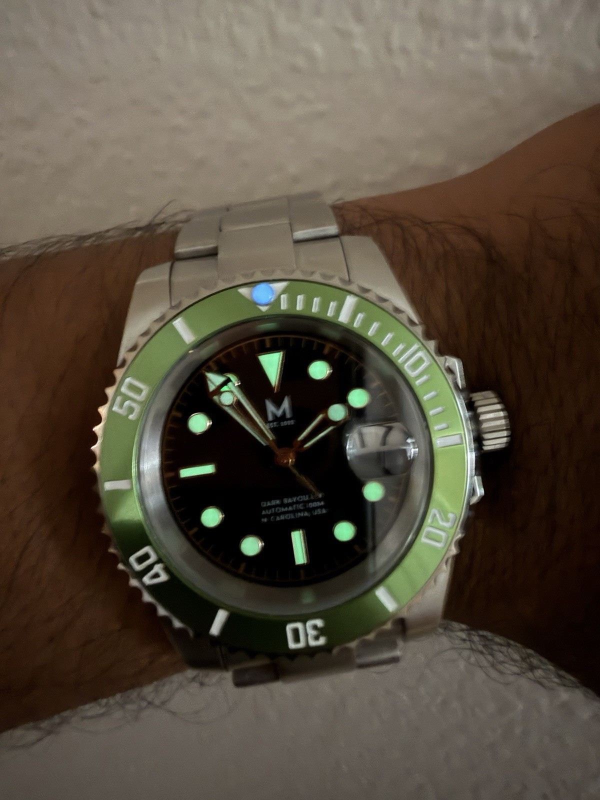 Monterey Watch Co Dark Bayou Sapphire Dial Automatic Diver Watch.