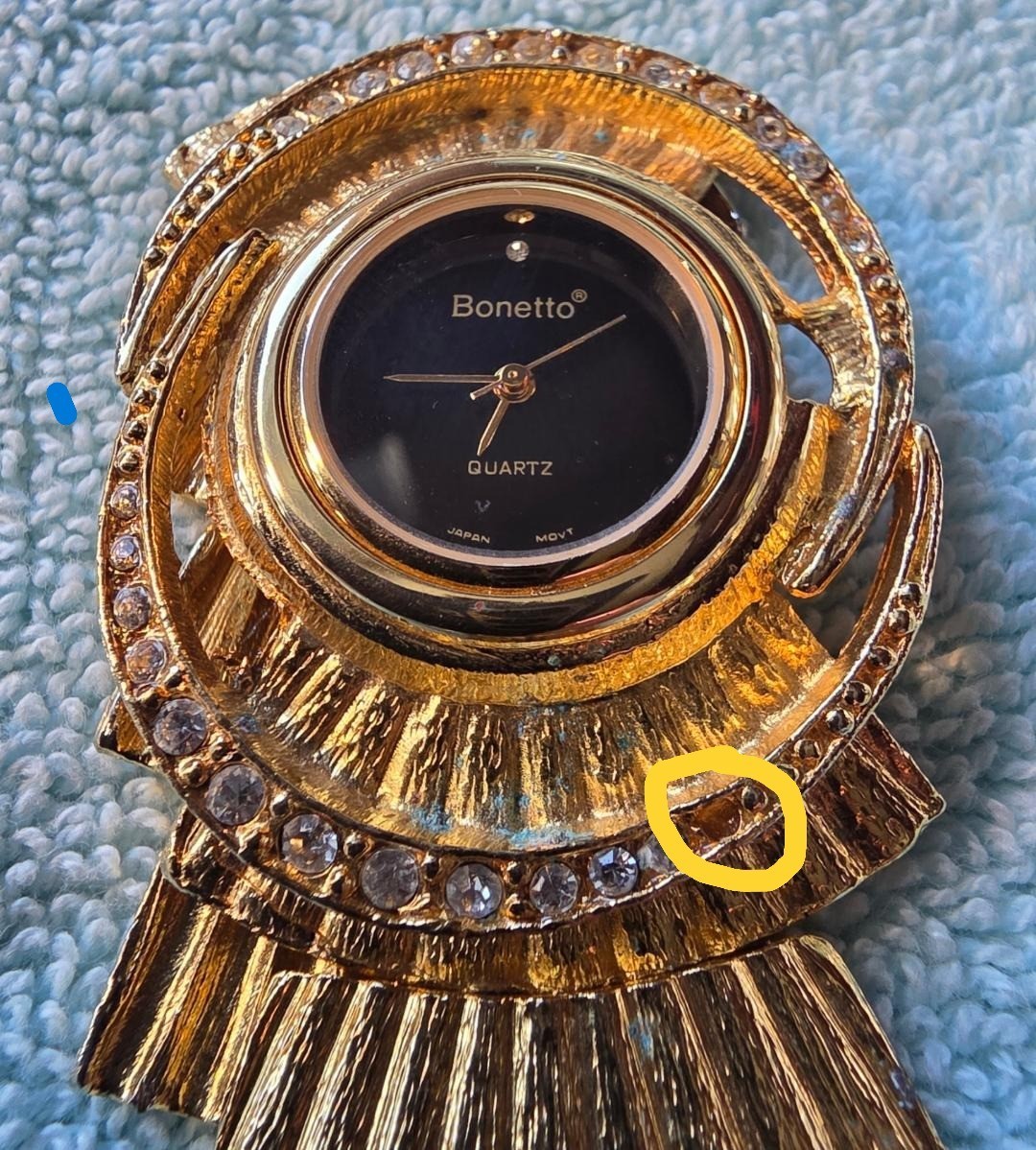 Bonetto Italian Statement Watch Postmodern Sculptural Petal-Spike Gold-Tone, Vtg