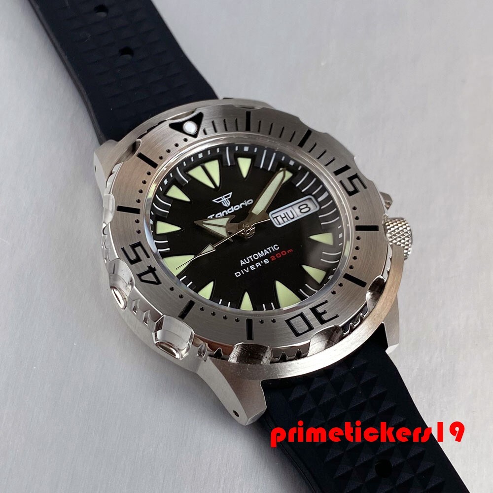 Tandorio Sapphire NH36 42mm Men’s Automatic Monster Watch 20BAR Dive 3.8 Crown