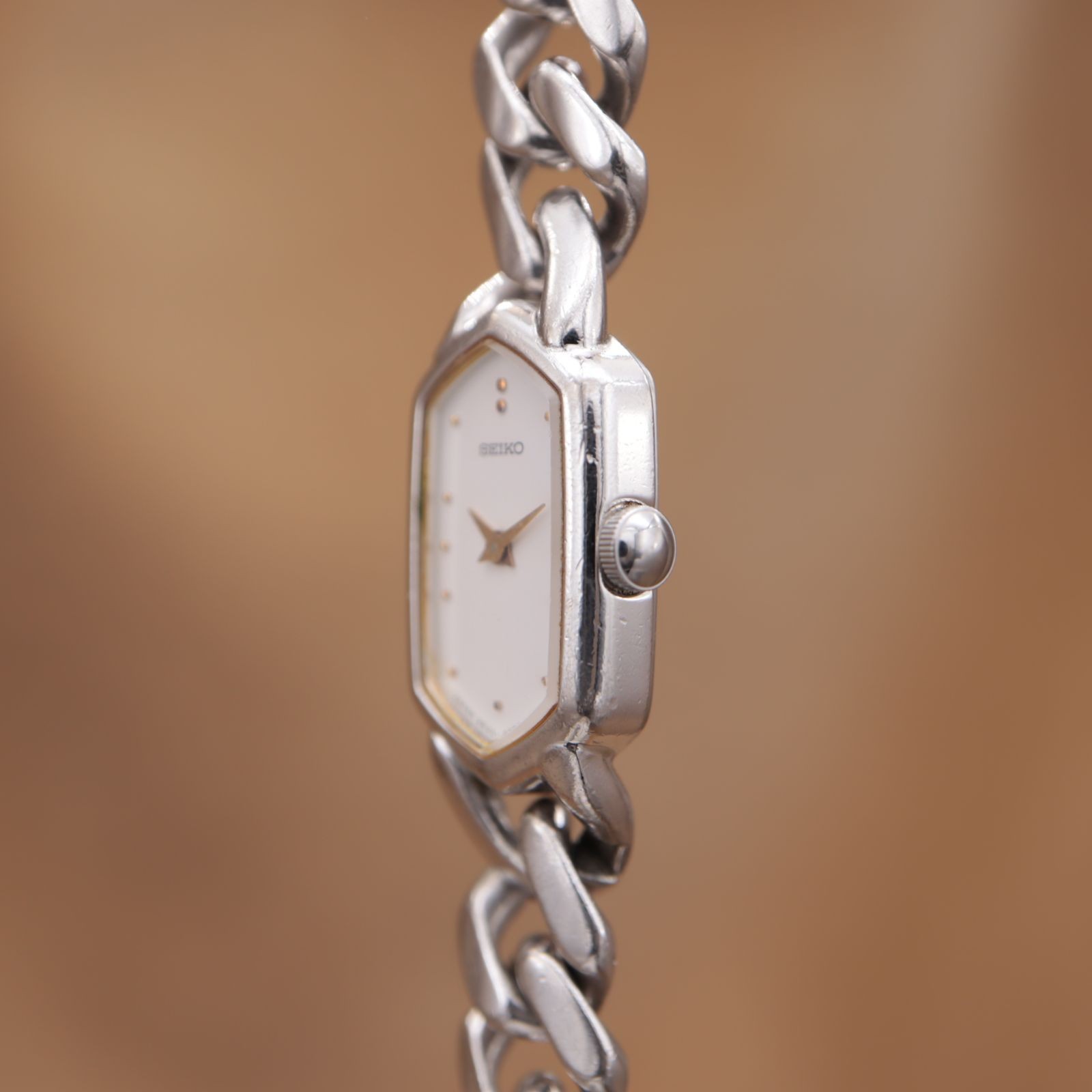 SEIKO 2E20-5360 Quartz Chain Hexagon Ladies Vintage 13.5mm 1985 Battery Replaced