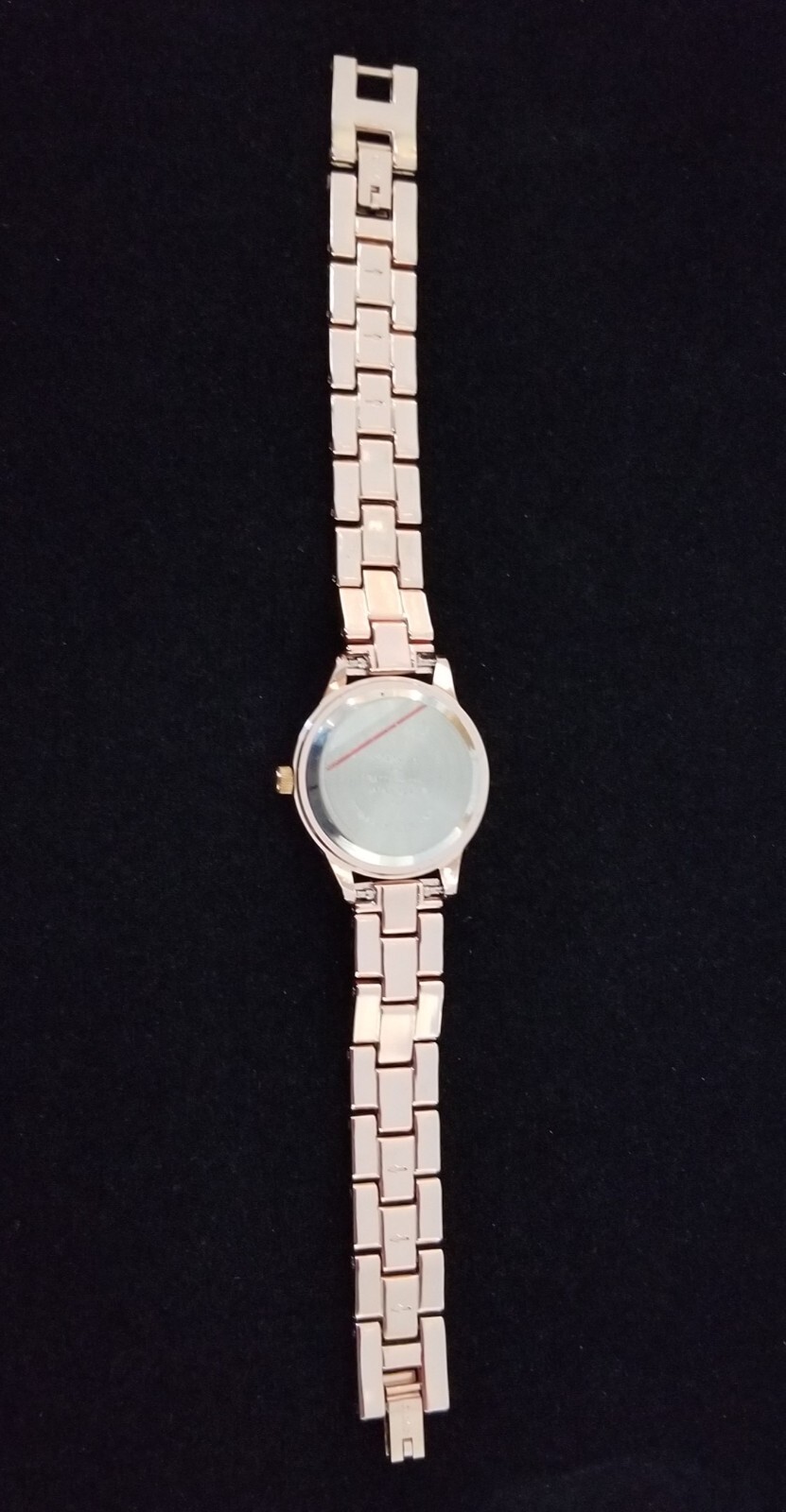 NIB Mossimo Rose Gold Tone Watch White Dial Link Band 6.75″ Max Size New Battery