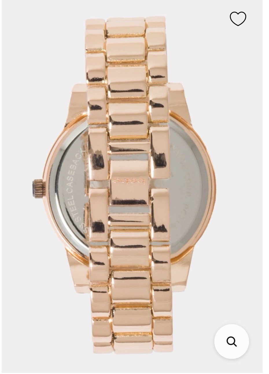 bebe Rose Gold Gem-Set Bezel Quartz Analog Bracelet Wristwatch Women