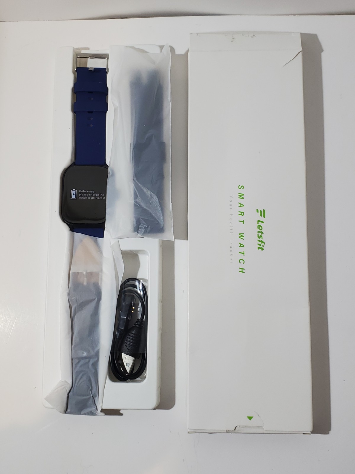 Letsfit Smart Watch E27 With Blue Watchband New In Box