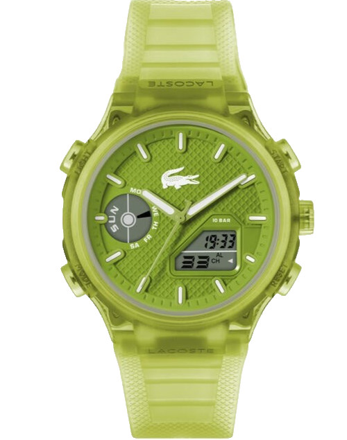 LACOSTE LC33 2011432 ANALOG & DIGITAL GREEN DIAL SILICONE STRAP 45MM MENS WATCH
