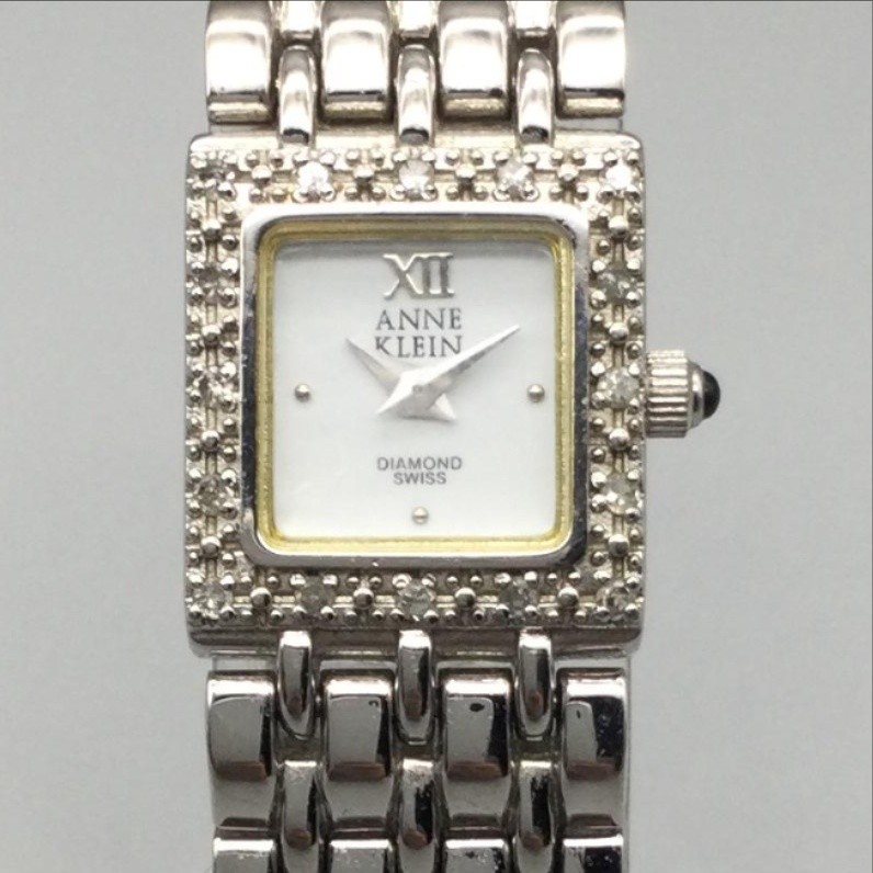 Anne Klein Womens Watch 15mm White Dial Diamond Silver Tone New Battery 6.5″