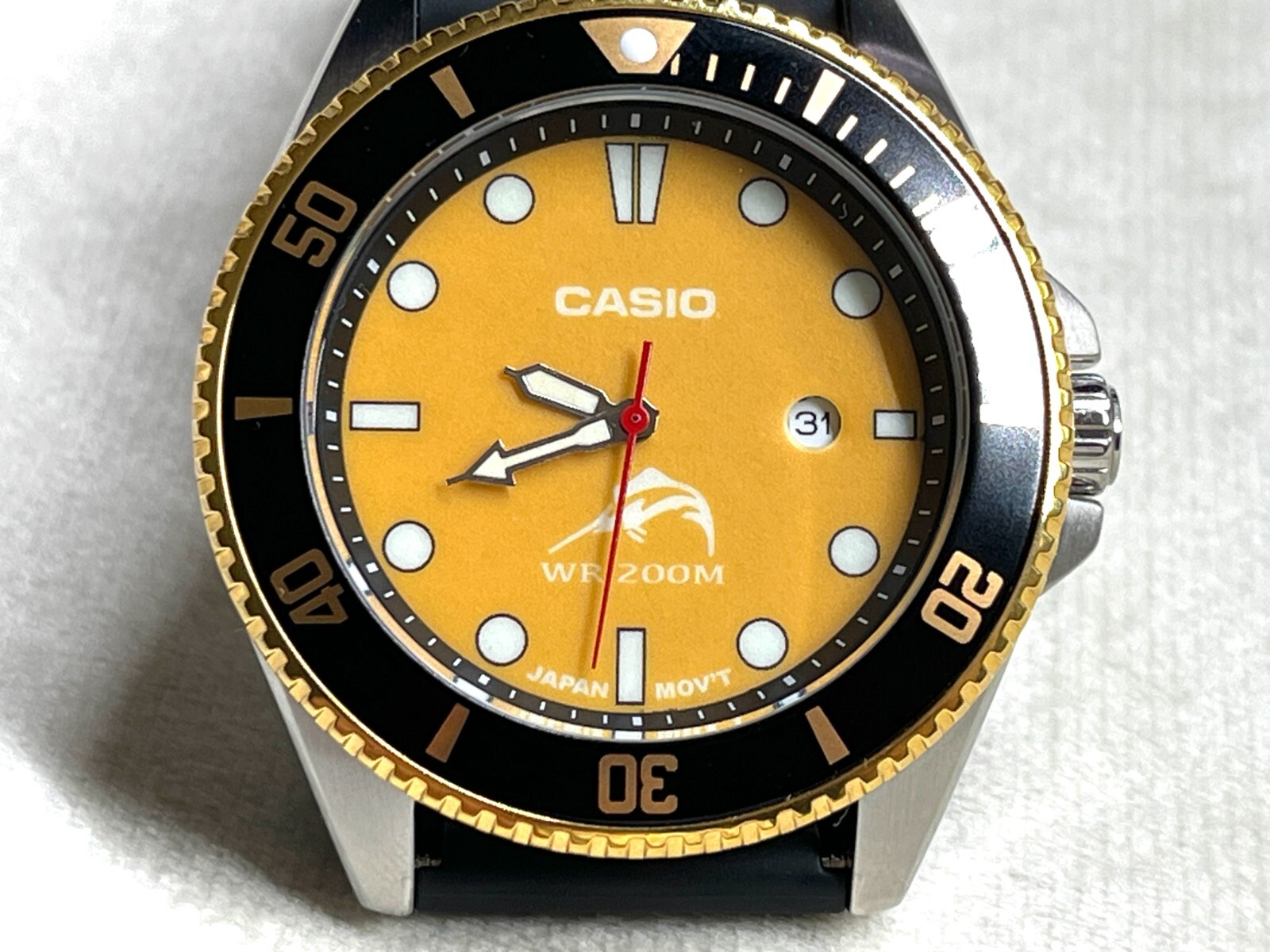 Watch Casio Duro MDV-106G- MOD Yellow Dial Luminous Green 200 Meter WR Date