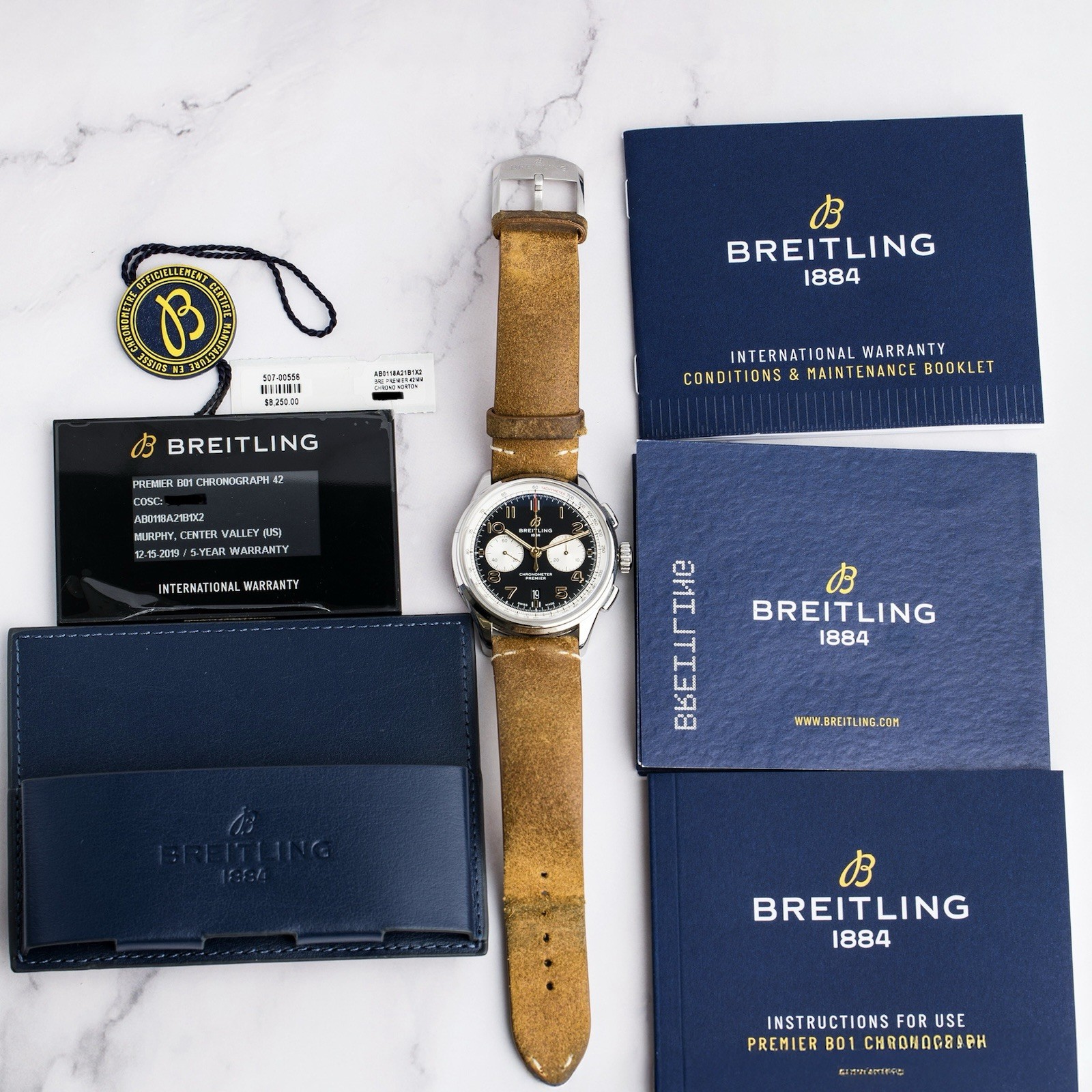 Breitling Premier B01 Chrono Norton SS auto 42mm Strap Watch AB0118A21B1X2