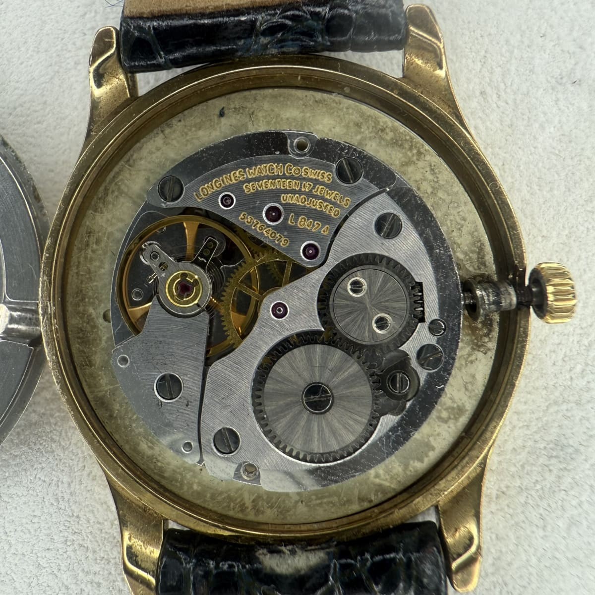 Near MINT Longines L847.4 Gold Roman Dial 33mm Hand Winding Men’s Watch w/ Box