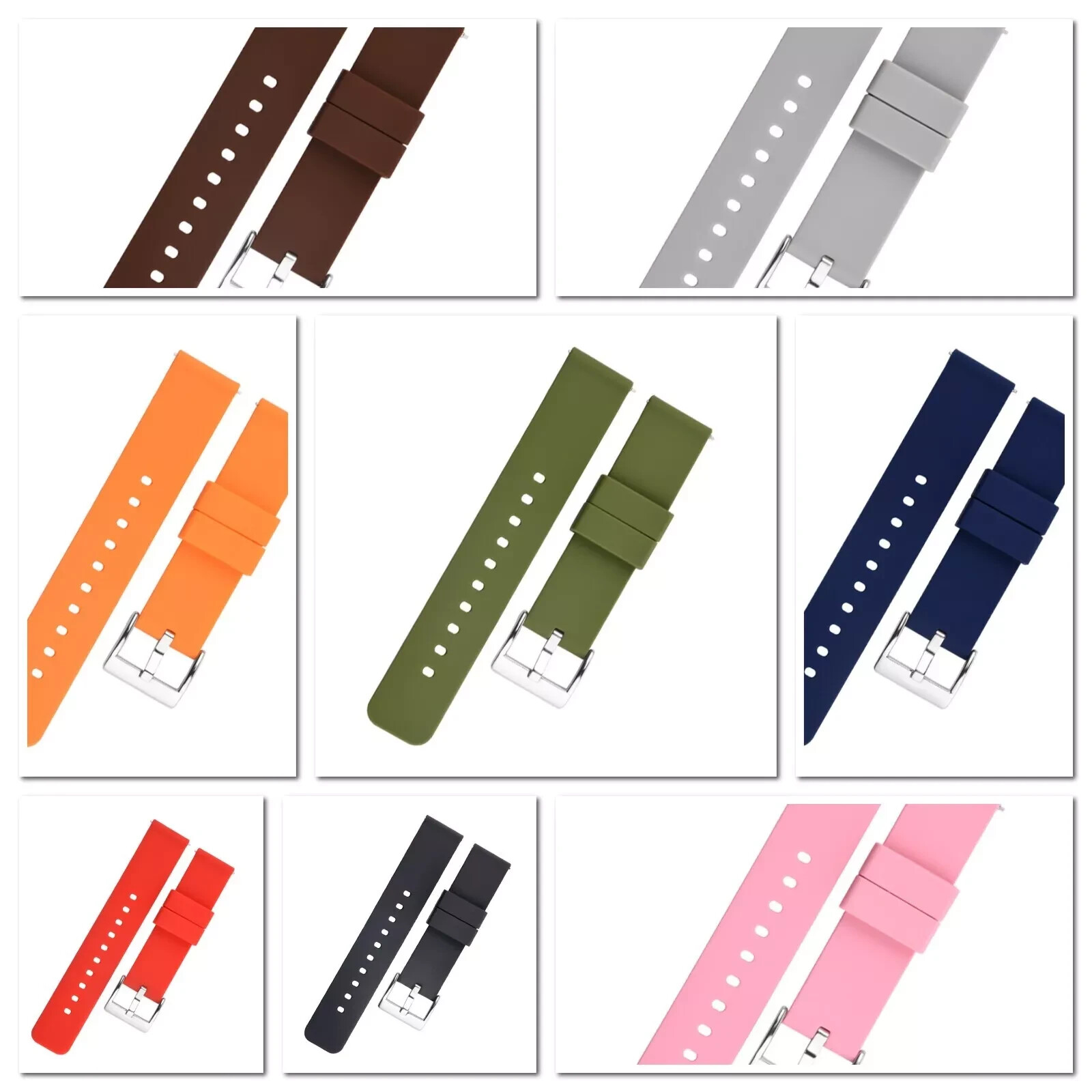 Watch Strap Band Silicone Rubber in 16mm 18mm 20mm 22mm 24mm Sport Quick Release