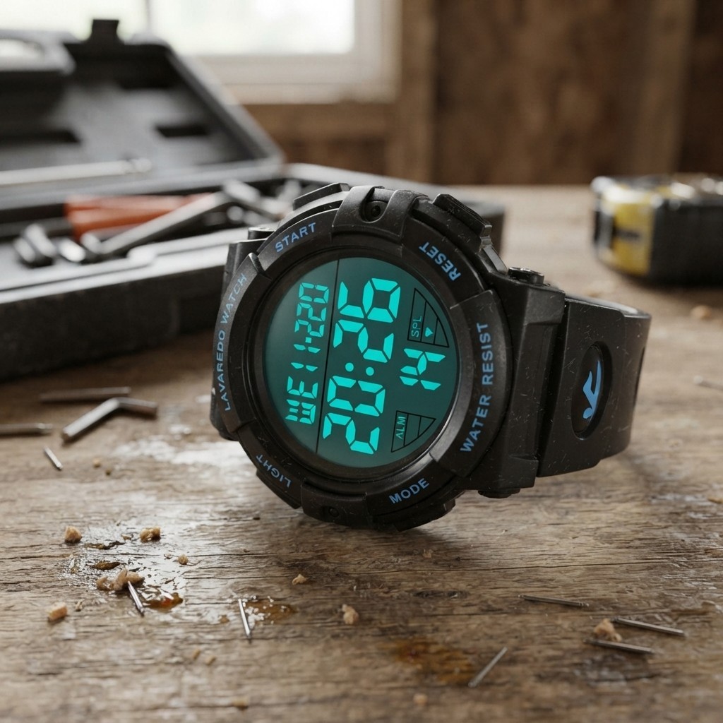 Multifunction Men’s Digital Watch – Shock Resistant, LED Light, 50M Waterproof