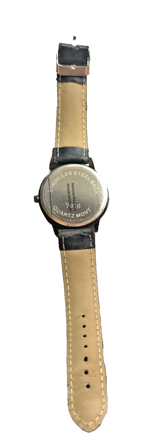 Unbranded Men’s 9.5″ Black Watch Faux Leather Band New Battery