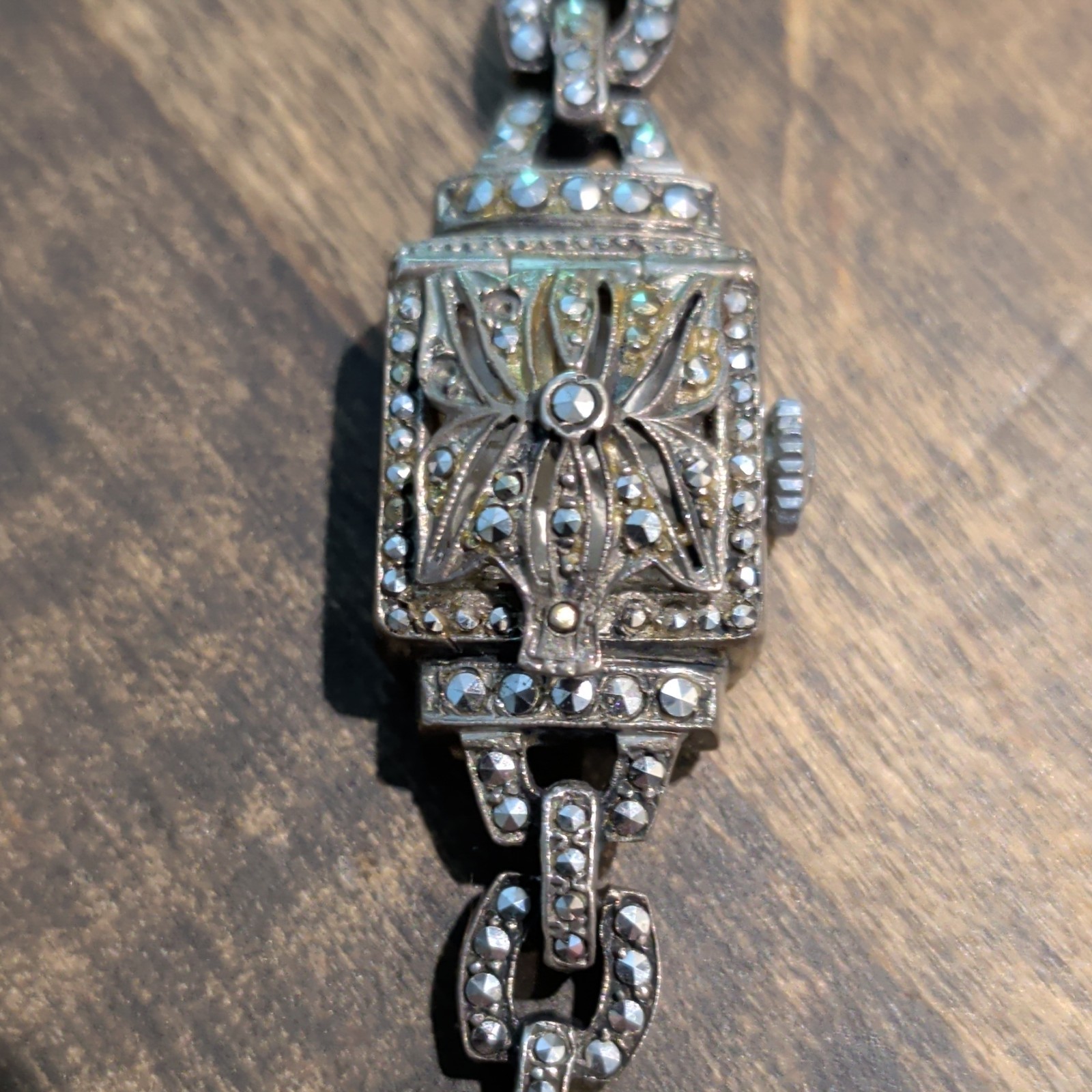 Bucherer 17 Jewels Silver Marcasite watch from the 1920s