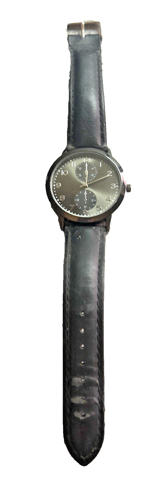 Unbranded Men’s 9.5″ Black Watch Faux Leather Band New Battery