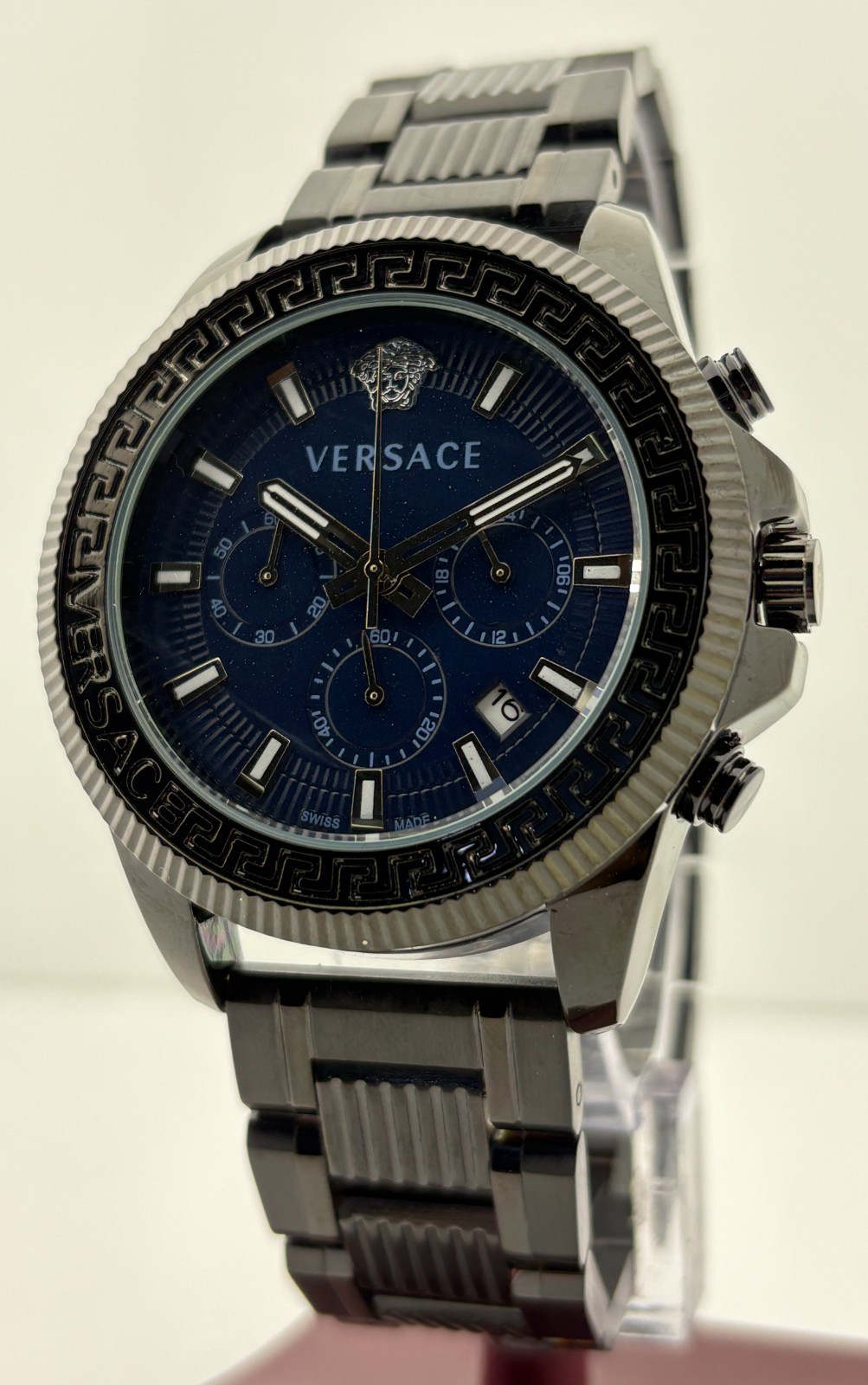 Refurbished Versace Greca Action Chrono Quartz Blue Dial Sub-Sec/Date Wristwatch