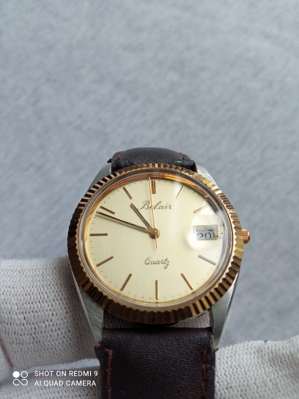 Rare BELAIR Quartz Swiss Parts 7Jewels Two-Tone Date Men’s Watch
