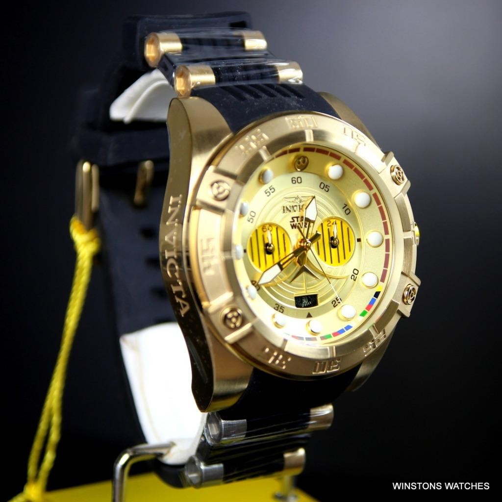 Invicta Star Wars C3PO Chronograph Gold Plated Limited Edition 52mm Watch New